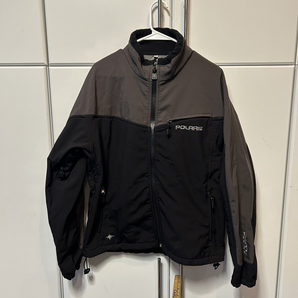 Polaris Mens Softshell Jacket Black Grey Full Zip Fleece Lined Medium
